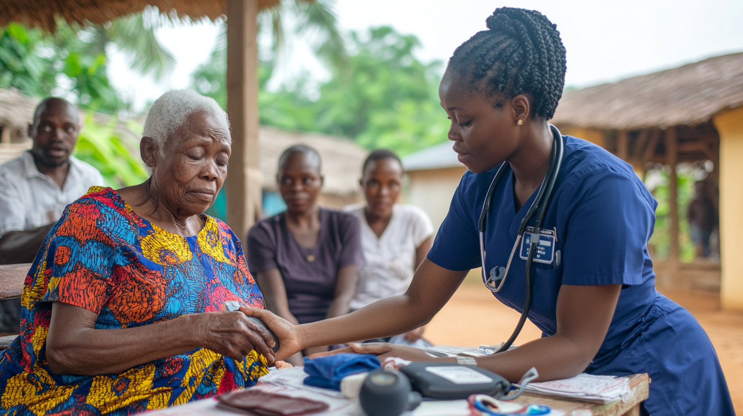 Nurse conducting blood pressure check